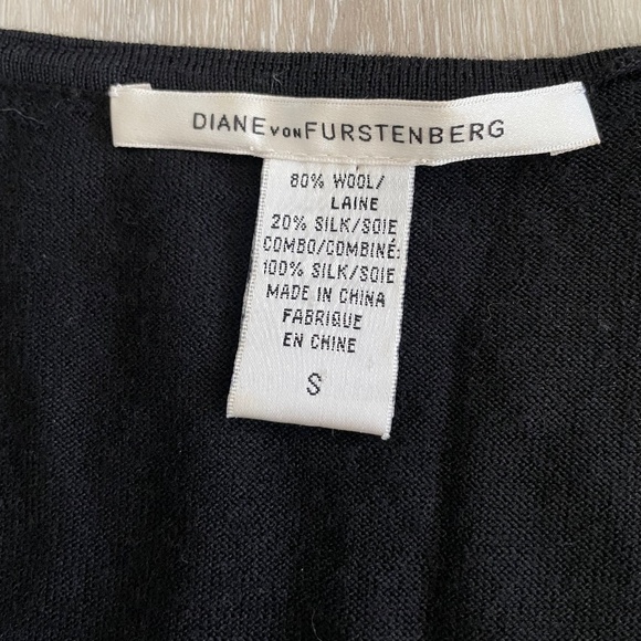 DVF DIANE Von FURSTENBERG wool silk little black ruffle dress - Picture 13 of 14